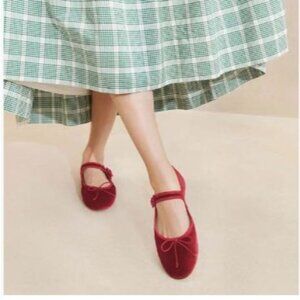 Elegant Red Velvet Flats